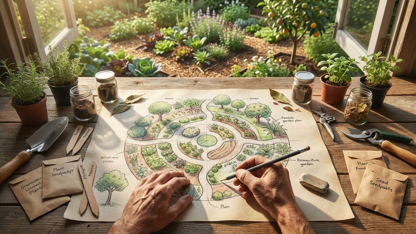 Plan et design d'un potager en permaculture : concevoir son jardin nourricier