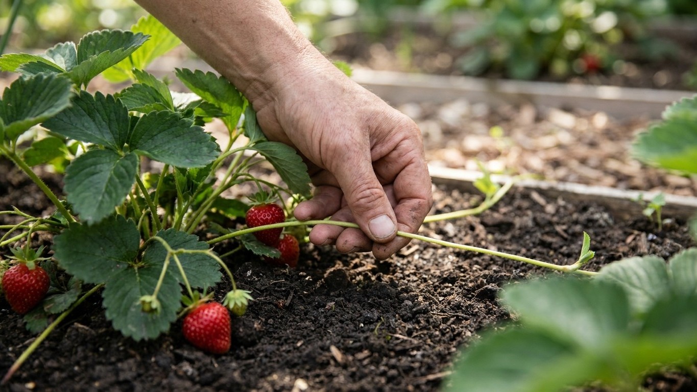 Je laissais les stolons de mes fraisiers courir tout l'été pour multiplier mes plants : quand un maraîcher m'a expliqué où...