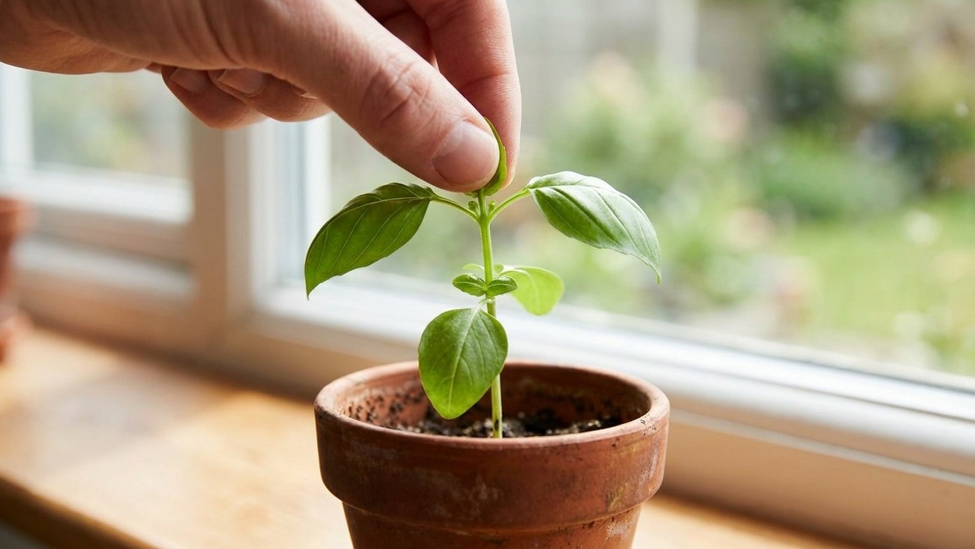 Mon voisin pince toujours le sommet de ses plants de basilic dès qu'ils ont six feuilles et ce n'est pas pour les garder c...