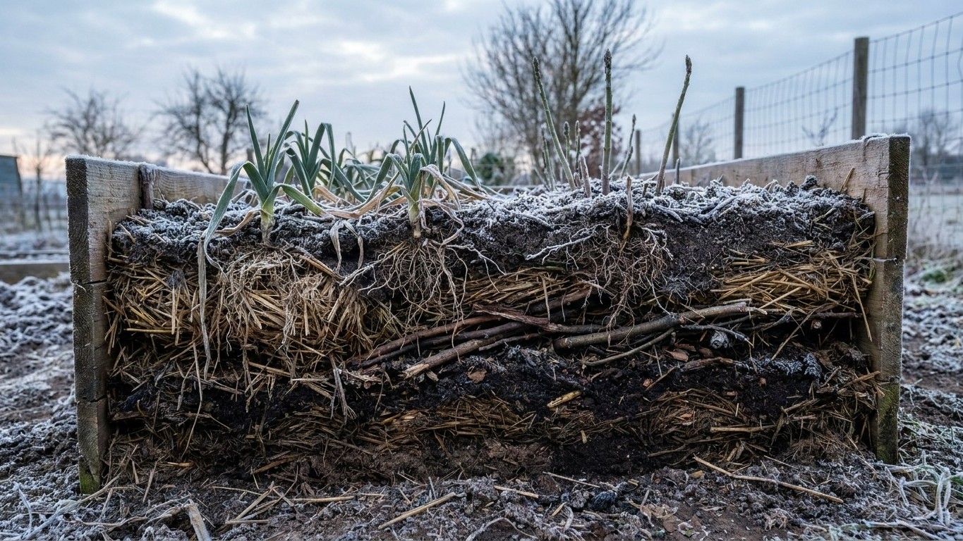Butte de culture permaculture hiver : la hauteur exacte pour résister au tassement