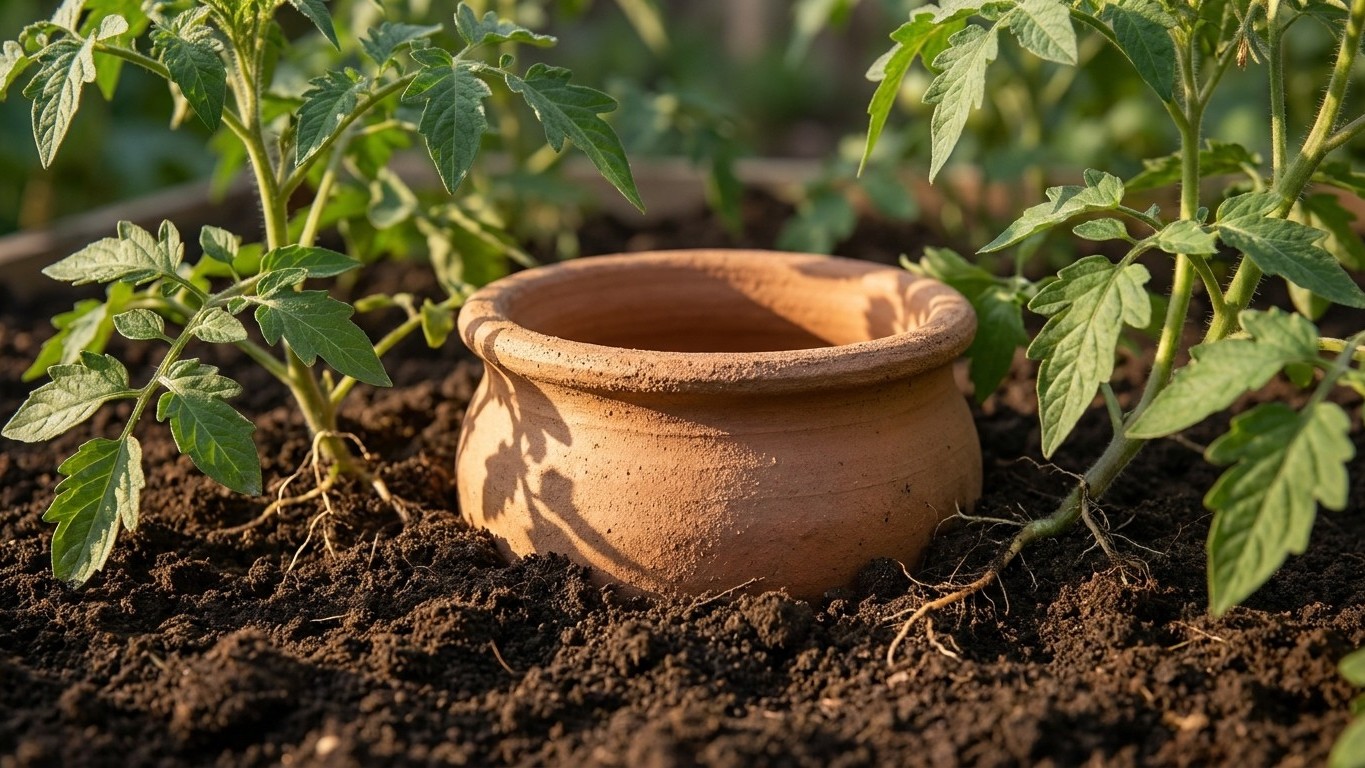 J'ai enterré une jarre de 5 L au pied de chaque tomate juste pour partir dix jours sans arroser : au retour, les feuilles ...