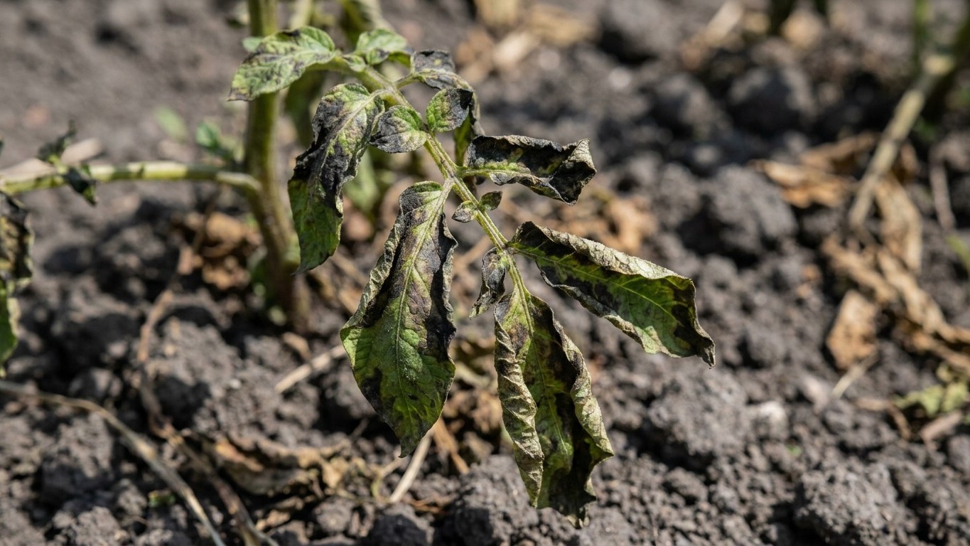J'ai laissé mes fanes de pommes de terre sécher sur la planche après l'arrachage juste pour nourrir la terre : au printemp...