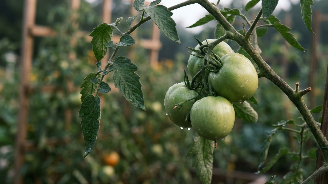 J'ai laissé mes pieds de tomates filer jusqu'en septembre juste pour avoir quelques grappes de plus : trois semaines après...