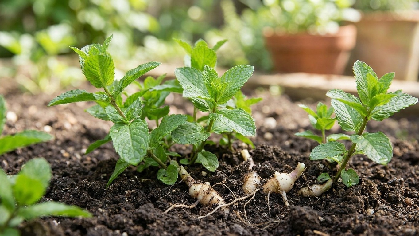J'ai planté trois pieds de menthe au bout de ma planche d'aromatiques juste pour avoir des tisanes : au printemps suivant,...