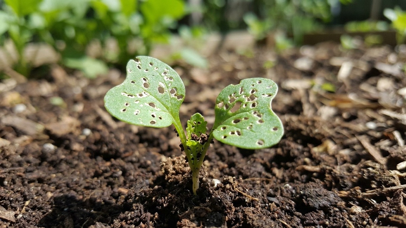 J'ai semé ma planche de navets d'automne à nu juste pour laisser l'air passer entre les rangs : quarante-huit heures plus ...