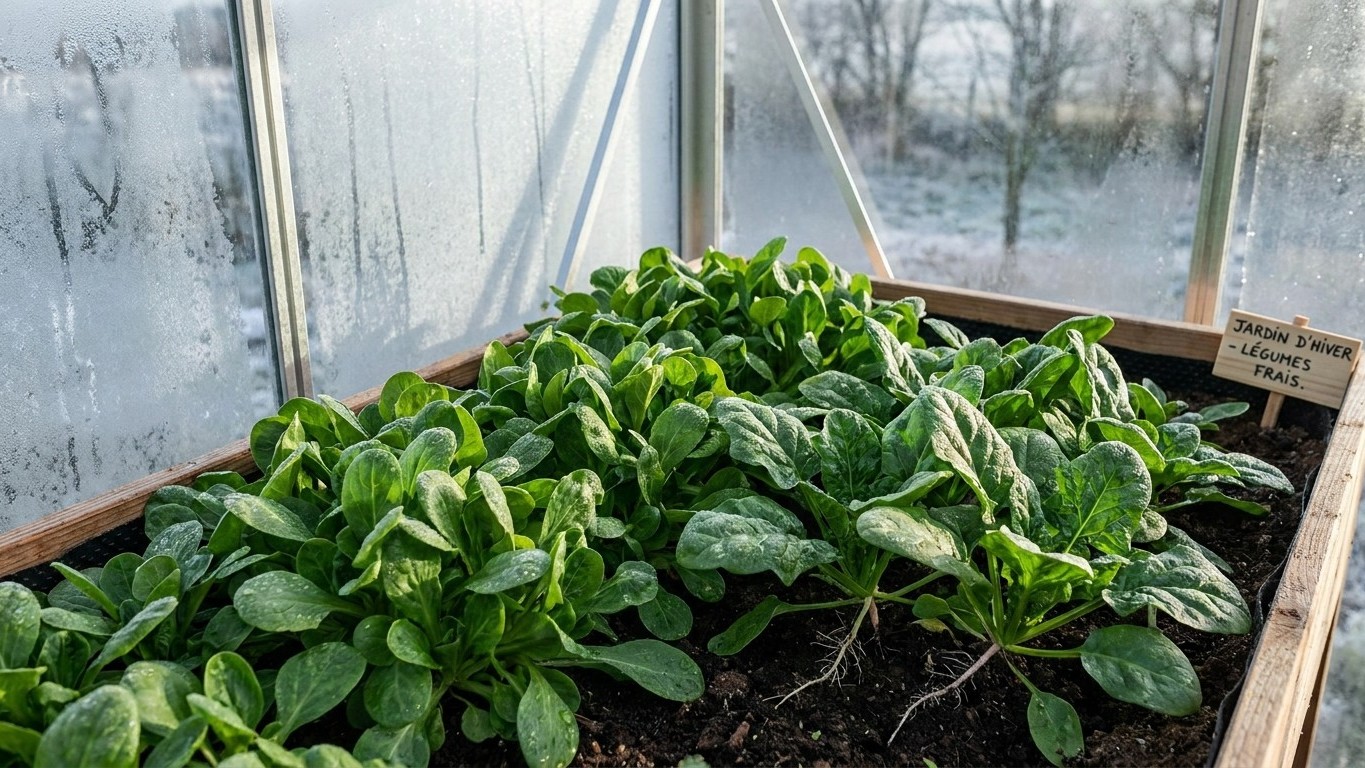 Mâche et épinard sous serre hiver : le duo qui pousse même sans soleil direct