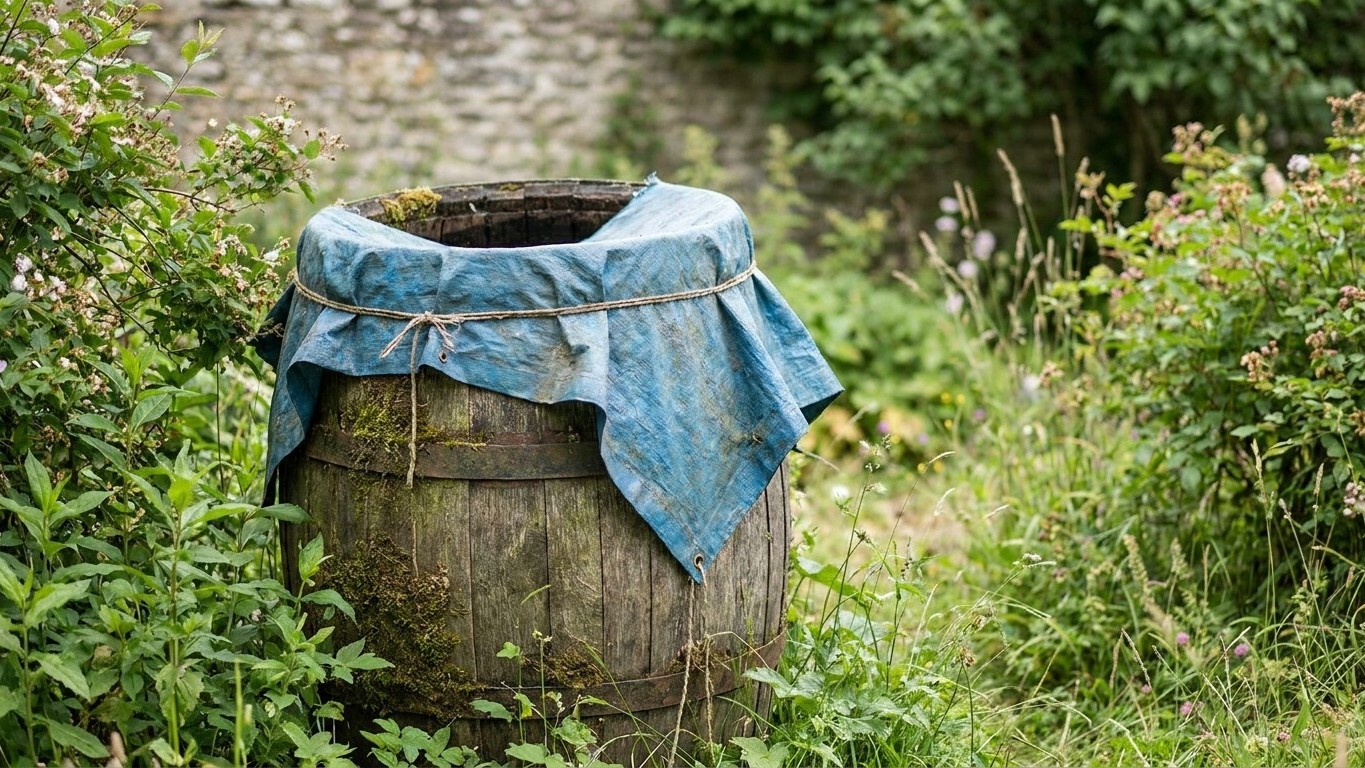 Mon voisin jette une vieille couverture sur son récupérateur d'eau dès les premières chaleurs et ce n'est pas pour garder ...