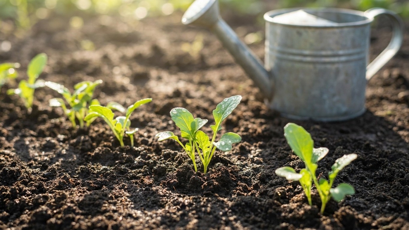 Mon voisin mouille sa planche de roquette matin et soir pendant les quinze jours qui suivent le semis et ce n'est pas pour...