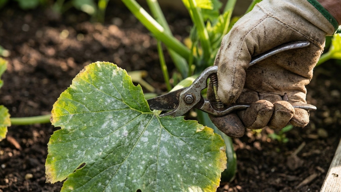 Mon voisin retire toujours les feuilles basses jaunies de ses courgettes fin août et ce n'est pas pour y voir plus clair