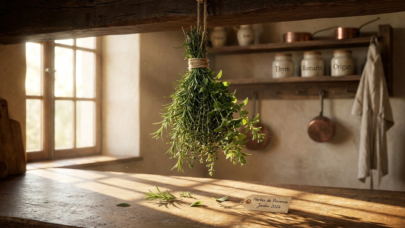 Sécher les herbes aromatiques du jardin : le bouquet suspendu qui garde toute la saveur