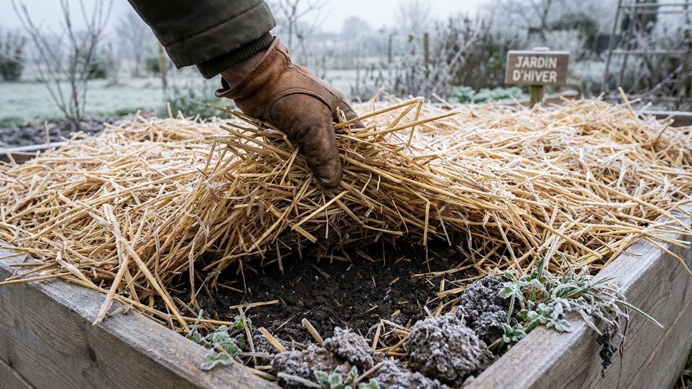 Pailler le potager pour l'hiver : l'épaisseur exacte pour protéger la terre du gel