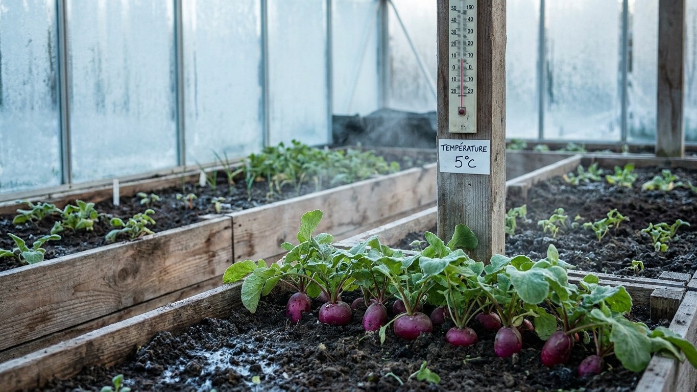 Radis en hiver sous serre froide : le légume oublié qui pousse en 25 jours à 5°C
