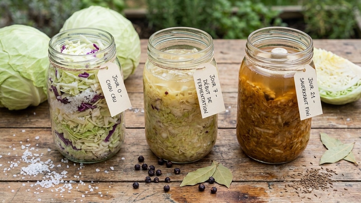Recette de choucroute maison lactofermentée : les 3 semaines de fermentation qui font la différence