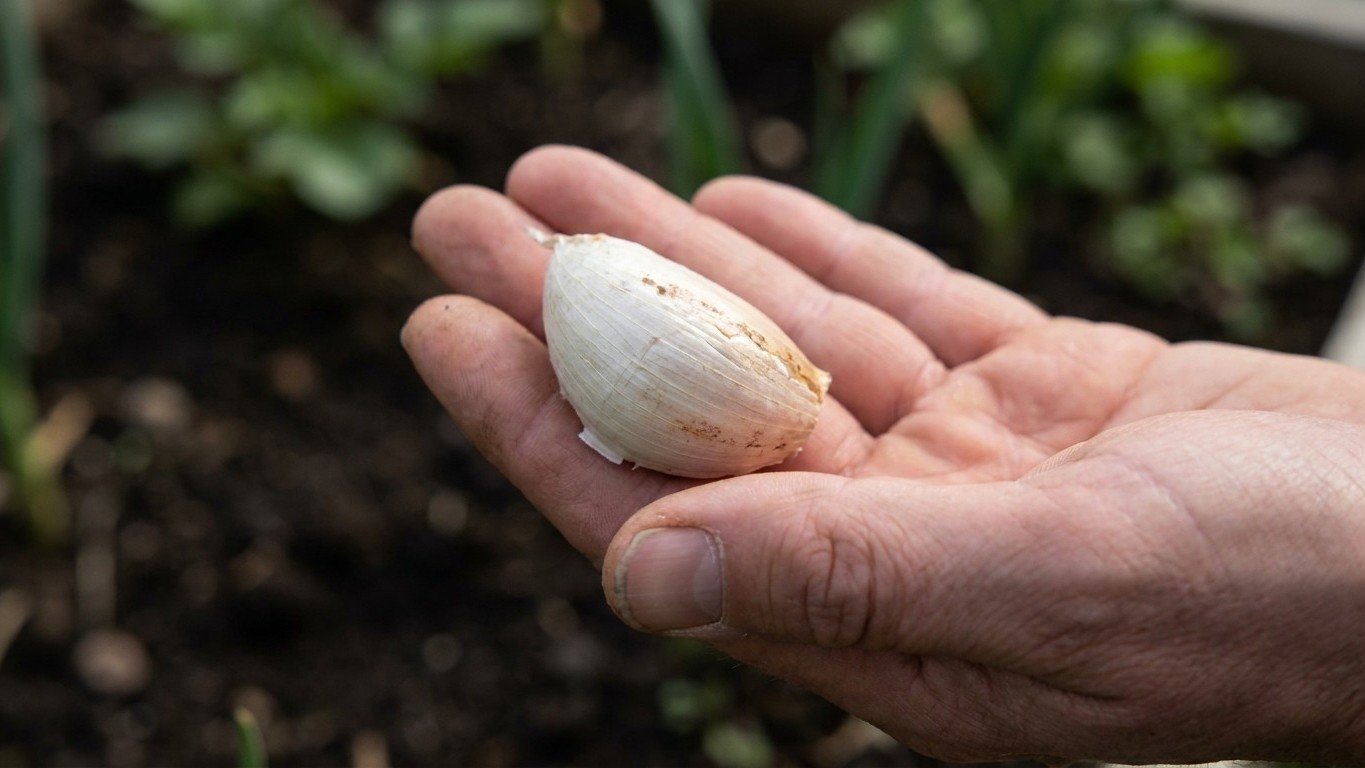 Si votre ail planté en octobre jaunit et pourrit avant le printemps, ce n'est pas la terre : c'est ce que le caïeu a subi ...