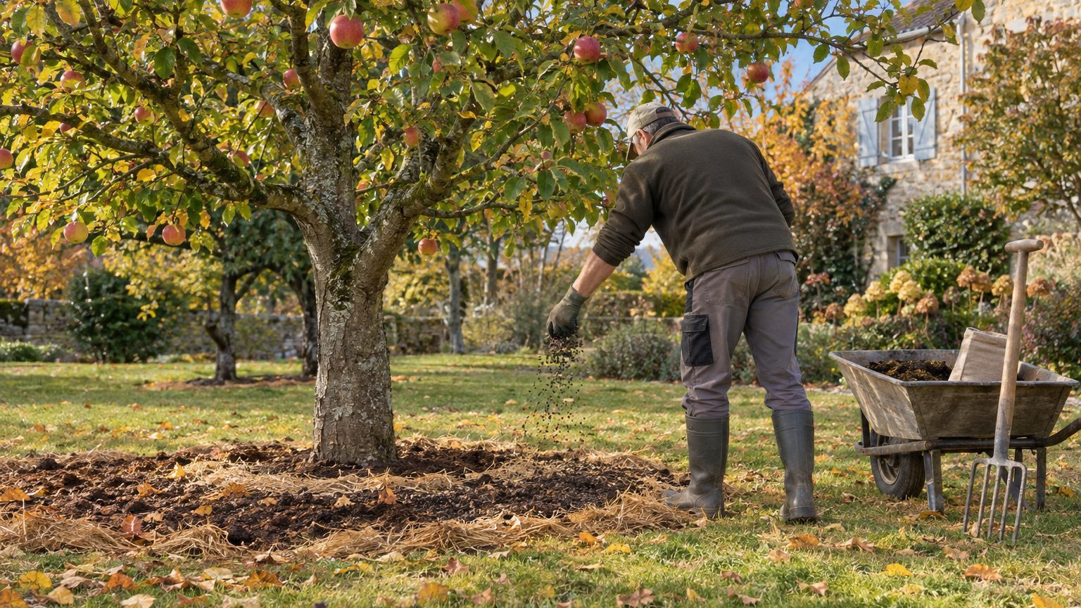 Au pied des arbres fruitiers : nourrir, pailler et associer