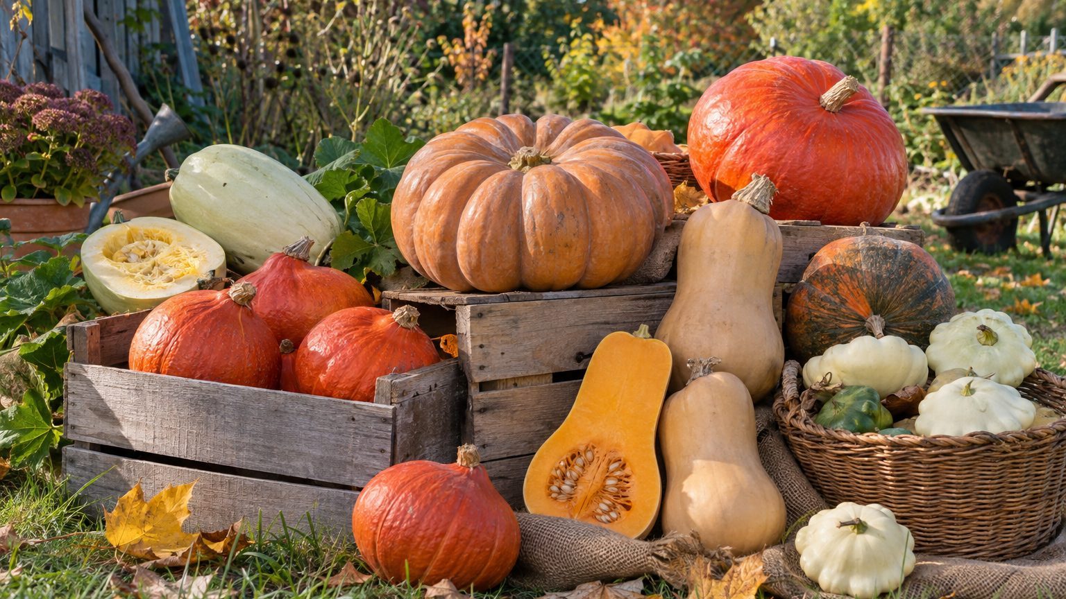 Tableau des variétés de courges : récolte, poids à maturité et garde